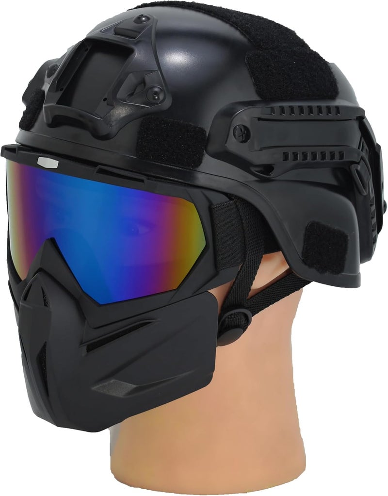 OQUQO Airsoft Tactical Helmet, Full Face Mask for Men, Paintball Helmet, NVG Mount and Side Rails, Adjustable Strap - Complete Tactical Gear for Cosplay and Movie Props - Image 1